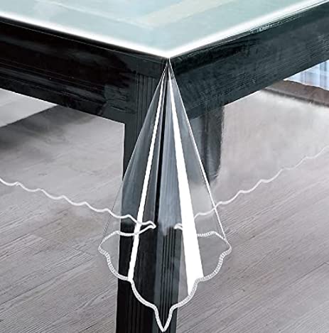 PHIMINNEX Clear Table Protector Thick Transparent Plastic Tablecloth Waterproof and Oil-Proof Perfect for Rectangle Dinner Table and Writing Desk – 6090 Inch