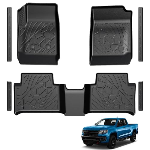 LUMWAY Floor Mats for 2015-2022 Chevrolet Chevy Colorado/GMC Canyon Crew Cab TPE All Weather Durable Floor Liners Door Sill Guards for Colorado Accessories