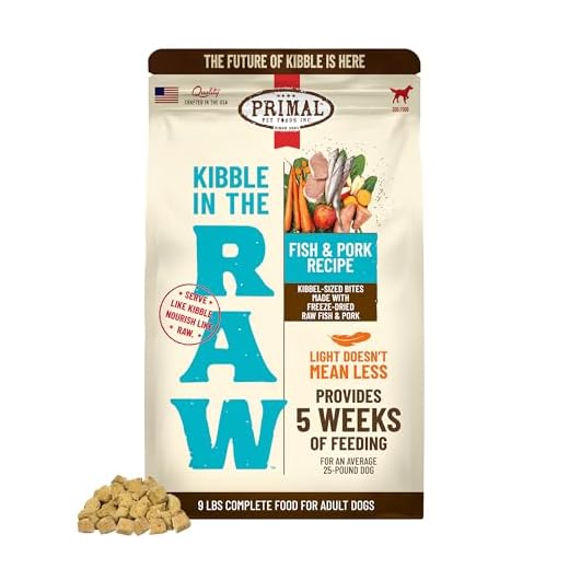 Primal Kibble in The Raw, Freeze Dried Dog Food, Fish & Pork, Scoop & Serve, Made with Raw Protein, Whole Ingredient Nutrition, Crafted in The USA, Dry Dog Food 9 lb Bag