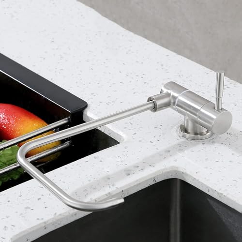 Robinet de cuisine avec eau potable intégrée et bec pliable en inox brossé - 2