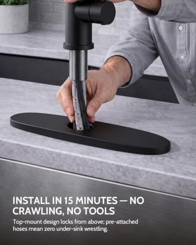 Image of LUFEIDRA Pull-Down Kitchen Faucet with Soap Dispenser, Matte Black