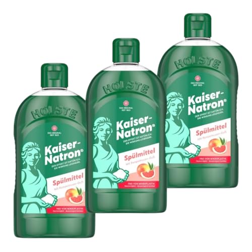 Kaiser Natron Spülmittel 500ml (3er Pack) | Frei von Mikroplastik mit Pampelmusen-Duft ohne scharfe Chemikalien Mit echtem Kaiser Natron! Reinigungskraft für Ihr Geschirr