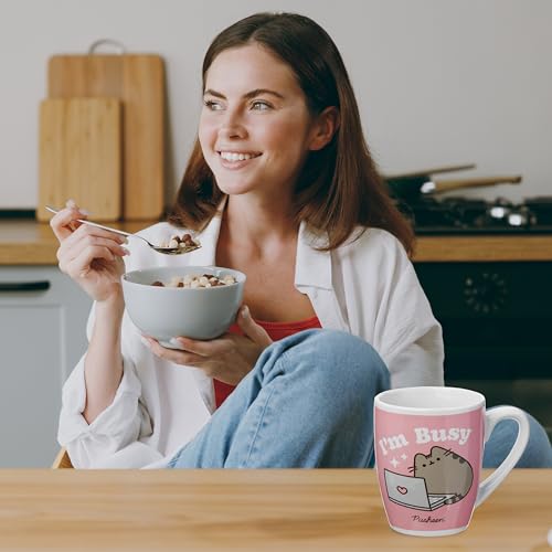 Image of Get Trend Pusheen 11oz Mug and Socks Set, Novelty Valentines Day Gifts for Women, Wife, Girlfriend Teens, Crew Socks Ceramic Coffee Mug Microwave Safe (Pink Pusheen)
