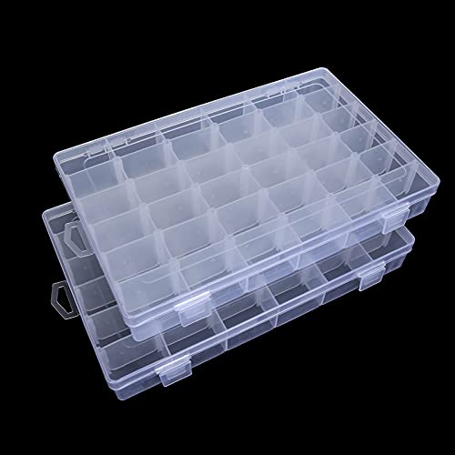 ASelected Lot de 2 Boite Rangement 36 Compartiment Plastique, Boite Séparateurs Amovibles pour Trier des Pièces de Jeux de Société, Perles à Repasser, Perles, Pierres, Petites Choses de Bricolage