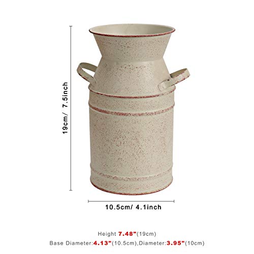 Soyizom French Vintage Vase Shabby Chic Flower Vase Metal Farmhouse Vase Galvanized Rustic Milk Can Jug Tin Pot Primitive Bucket Country Pitcher Flower Holder For Christmas Wedding Party Decoration #TOP3