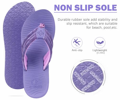 Image of COFACE Women's Flip Flops with Arch Support Ladies Fashion Lightweight Wedge Flip Flops Comfortable Yoga Mat Sole Summer Platform Thong Sandals