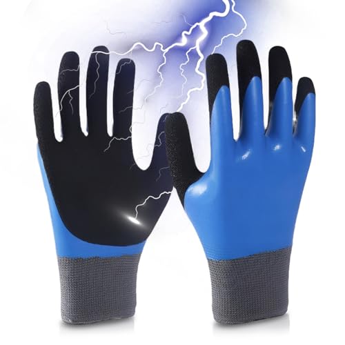 ciciglow Gants Isolés électriques, Résistants à la Tension 1000 V, Gants de Travail Isolants à 360 °, Gants Imperméables en Caoutchouc Antidérapants...