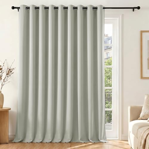 Deconovo Cortina Opaca Térmica para Salón y Dormitorio, 1 Panel Aislante Frío y Calor con Ojales, Cortina Oscurecedora Moderna para Ventanas, 300x220 cm, Gris Hielo