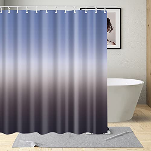 Mantto Bathroom Modern Fabric Shower Curtain Ombre Shower Curtain Sets with 12 Hooks Home Decorations Curtain Machine Washable 72" x 72" (Gray and Blue F0601us)