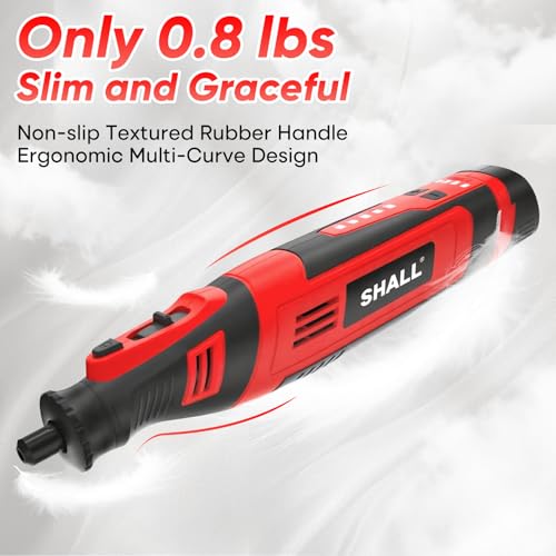 SHALL 8V Cordless Rotary Tool Kit, Lightweight 2.5 Ah Battery Rechargeable Dog Nail Grinder w/ 122 Accessories, 5-Speed Power Rotary Tool for Sanding, Carving, Polishing, Engraving, Pet Grooming by SHALL - Image 5