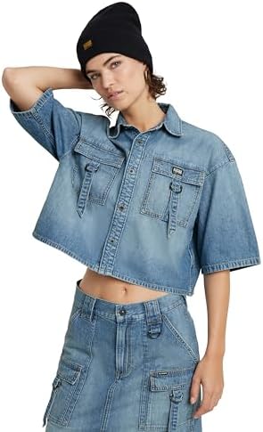 G-Star RAW Women's Shirts Relaxed Utility Shirt ss wmn, Blau (Sun Faded Thames D24881-D539-G341), S