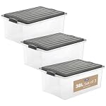Rotho – Rotho Compact 3er-Set Aufbewahrungsbox 38l mit Deckel, Kunst