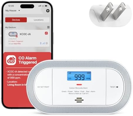 X-Sense Wi-Fi Plug-in Carbon Monoxide Detector with AAA Battery B...