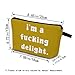 YULUENZE Funny Quote Makeup Bag Cute Small Yellow Organizer Bag Toiletry Zipper Pouch I'm A Delight Cosmetic Bag Birthday Gift for Women Friends Sisters BFF