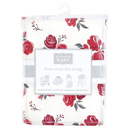 Image of Hudson Baby Unisex Baby Multi-use Car Seat Canopy, Red Rose, One Size