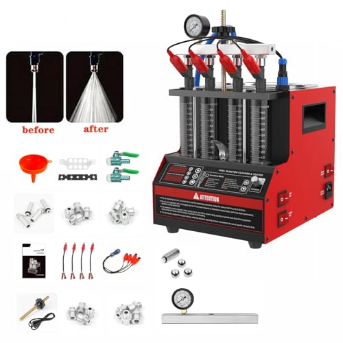 Fuel Injector Cleaner,CT160 Heated Injector Cleaner Tester,4-Cylinders Fuel Injector Cleaner Tester,Fuel Injector Cleaner Kit for Gasoline Direct Injection Piezo Fuel Nozzle with 11 Functions 110V