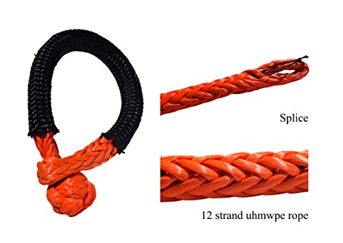 Qiqu Synthetic Soft Shackle For Boating Atv Utv Suv 4X4 Truck Recovery Together With Recovery Rope 1 Pack (1/2'', Orange) #TOP2