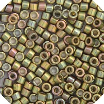 Miyuki Delica 11/0 - Gold 24kt Green AB Plated DB0508-50gms Bag of Japanese Glass Beads