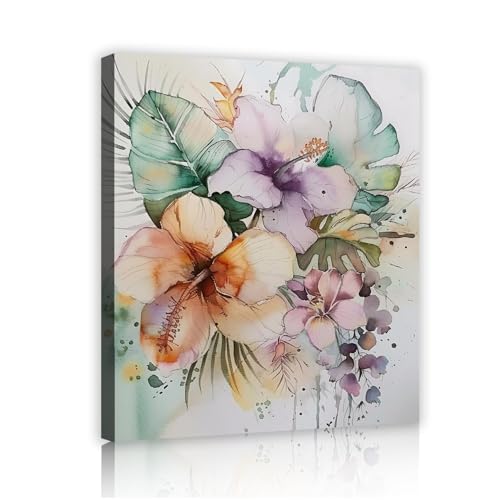 Fleurs et feuilles de palmier sur toile tendue pour égayer des murs intérieurs ternes