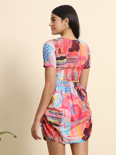 Image of Womens 2-Piece Printed Coord Set | Crop Shrit & Skirt-Short Dress