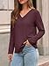 AUTOMET Long Sleeve Shirts for Womens Tops Spring Outfits 2026 T Shirts V Neck Casual Top Comfortable Shirt Soft Basic Tees Women Blouses WineRed XL