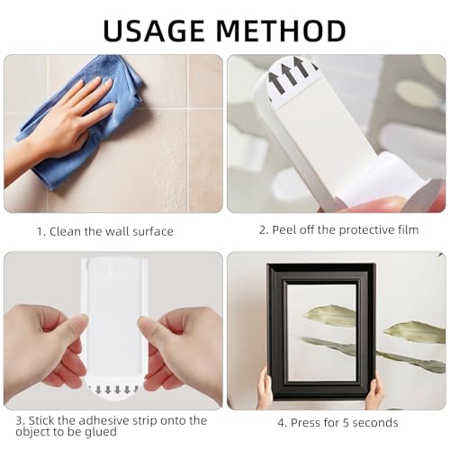 Image of 16 Pcs Large Universal Frame Hanger,Multi Style Damage Free Picture Hanging Hooks Heavy Duty,No Nails Plastic Picture Hooks