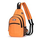HASENWY Bolsa cruzada para mujer, resistente al agua, ligera, para hombro, pecho, mochila para hombres y mujeres, senderismo, viajes, Naranja, Travle Hiking Outdoor Casual