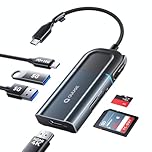 USB C Hub, QUUGE 6-in-1 USB C to HDMI Switch with 4K@60Hz HDMI & Screen-Off Button, 100W PD/10Gbps USB-C Port, 2xUSB 3.0 (5Gbps), SD/TF Card Reader, Multiport Adapter Hub for MacBook Pro/Air, Dell XPS