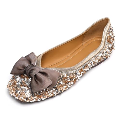 Hee grand Women's Rhinestone Flats Bowknot Square Toe Low Heel Wedding Flats Comfortable Women Crystals Dress Flats Shoes