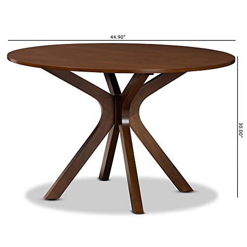 Baxton Studio Kenji Modern And Contemporary Walnut Brown Finished 48-Inch-Wide Round Wood Dining Table #TOP3