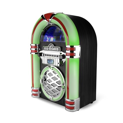 image for VICTOR Wilshire Desktop Bluetooth Jukebox with FM Radio, Built-in Ster