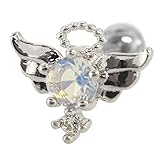 [ROQUE] ミルキーデビル＆エンジェルモチーフ ストレートバーベル(1個売り) 14G エンジェル/シルバー