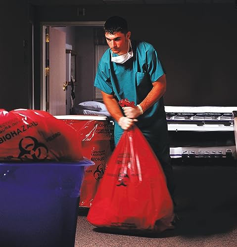 Image of Healthcare Liners by Heritage Bag, when Safety and Perfomance matter. 33 inchx39 inch, Red, 1.3Mil, 150, Healthcare Printed