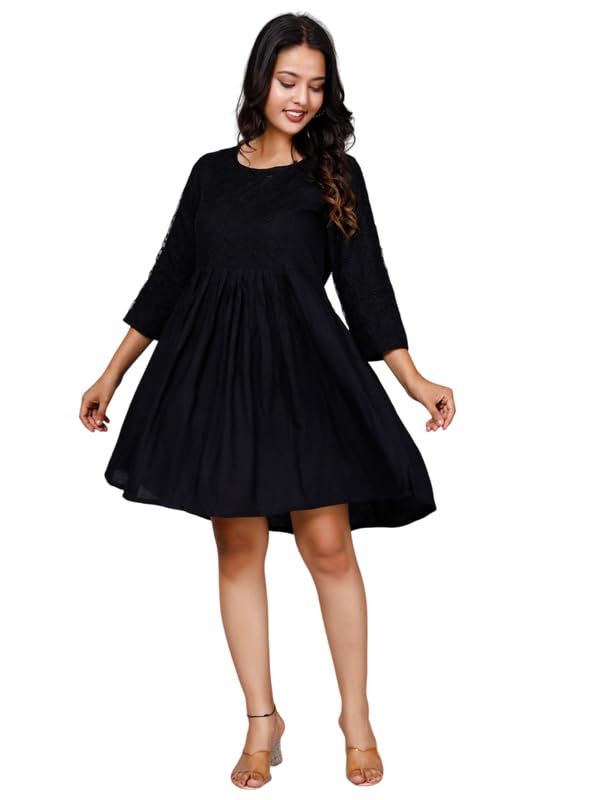 Miramaar Women’s Rayon Embroidered Fit & Flare Dress Miramaar Women’s Rayon Embroidered Fit & Flare Dress