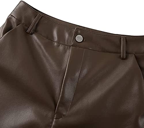 Pantalones rectos de cuero sintético elástico y cómodos para exteriores 3