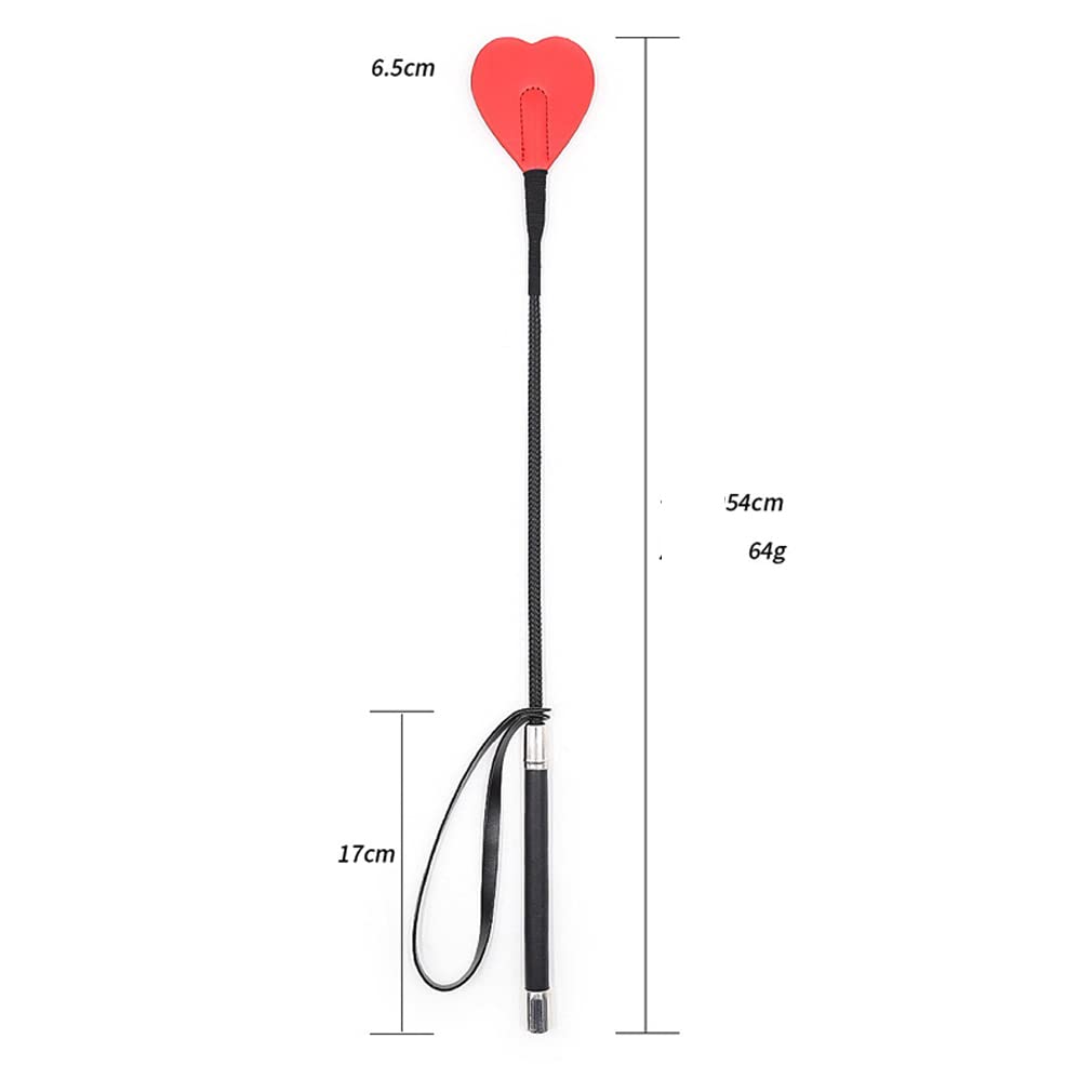 YY GEWETAO Riding Crop English Whip with Heart Shaped Leather Top | Premium Quality Crop Training Horse Whip Leather (red)