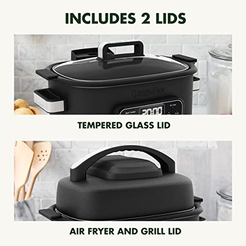 Greenpan Matte Black 13-In-1 Air Fryer Slow Cooker & Grill, Presets To Steam Saute Broil Bake And Cook Rice, Healthy Ceramic Nonstick And Dishwasher Safe Parts, Easy-To-Use Led Display #TOP5