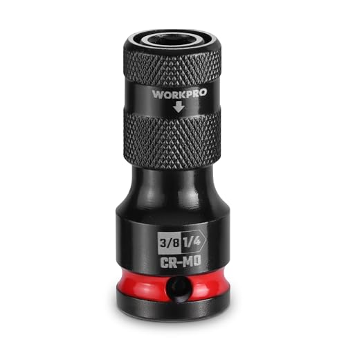 WORKPRO CR-MO 3/8-Inch Drive to 1/4-Inch Hex Quick-Release Adapter