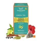 TeaNOURISH Amla Magic Grüner Tee | 20 Pyramiden-Teebeutel | Ganzblatttee | Gemischt mit Amla, Hibiskus, Fenchel, Kardamom und Zimt | 100% NATÜRLICHE INFUSION