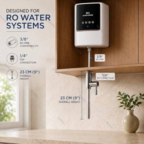Image of Backline Stainless Steel RO Water Purifier Faucet Tap for Kitchen Cabinet Mount - Includes 1 /4 Inch Pipe & Fittings, Leakproof Design (Chrome Finish)