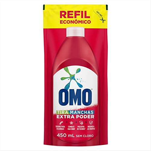 Refil Tira Manchas Líquido Roupas Coloridas sem Cloro 450 ml, OMO, OMO