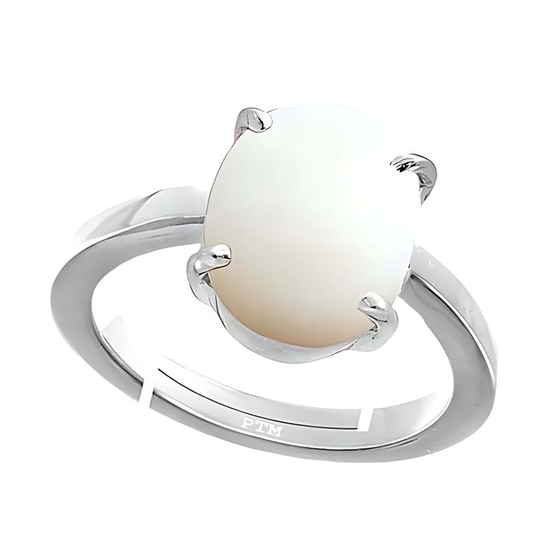 PTM Natural Opal 3.25 to 10.25 Ratti or 3.00 to 9.50 Carat Astrological Certified Gemstone Pure Sterling Silver/925 bis Hallmark Adjustable Ring for Men - fba1425