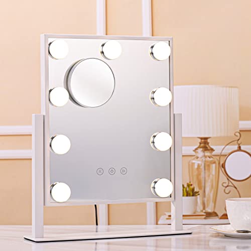 Espejo de Maquillaje Hollywood con Luz 9 LED 360° Giro