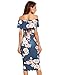 MakeMeChic Women's Floral Pencil Dress Knee Length Off Shoulder Cocktail Dress Blue S