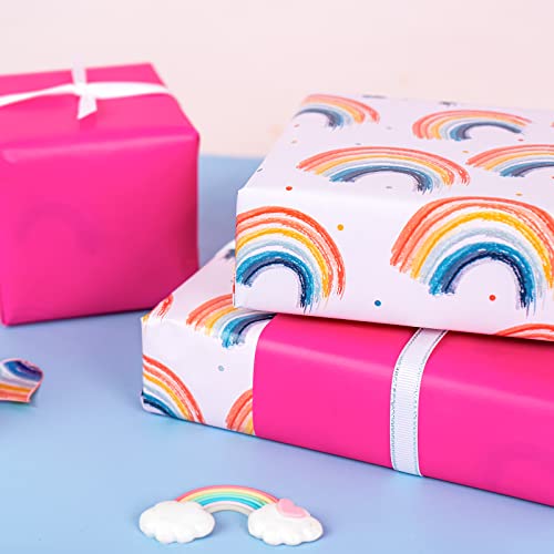 WRAPAHOLIC Reversible Wrapping Paper - Mini Roll - 17 Inch X 33 Feet - Colorful Rainbow Perfect for Birthday, Holiday, Party