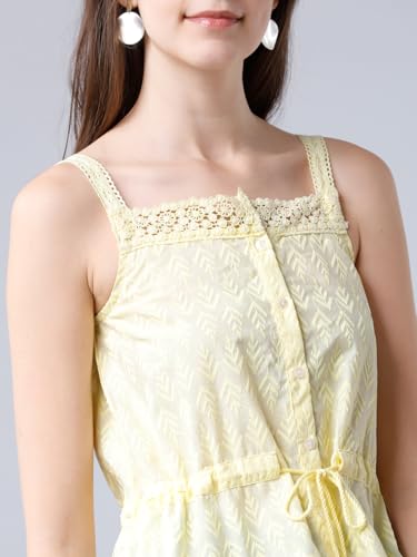 Image of Tokyo Talkies Women's Sleeveless Shoulder Strap Embroidered Tops| Stylish Casual wear