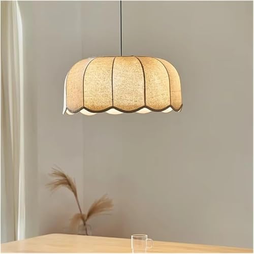 ENXING Lustre Moderne E27 Suspension de Plafond en Lin Lampe Suspendue de Style Nordique Classique 1 lumière Luminaires de Suspension pour îlot de Cuisine...