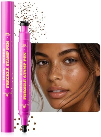 Dual-Ended Freckle Stamp Pen Foundation, Realistic Faux Freckles Makeup with Soft Sponge Stamp & Precision Tip, 04