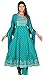 Yash Gallery Rayon Women's Green Floral Printed Embroidered Anarkali Kurta with Pant & Dupatta Set (Green