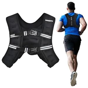 PACEARTH Weighted Vest,4lb/6lb/10lb/12lb/16lb/20lb/25lb/30lb Weight Vest with Reflective Stripe, Body Weight Vests Adjustable for Men, Women Workout, Strength Training, Running, Walking, Jogging